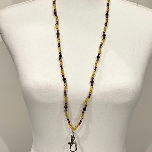 Gold & Sparkly Brown Lanyard